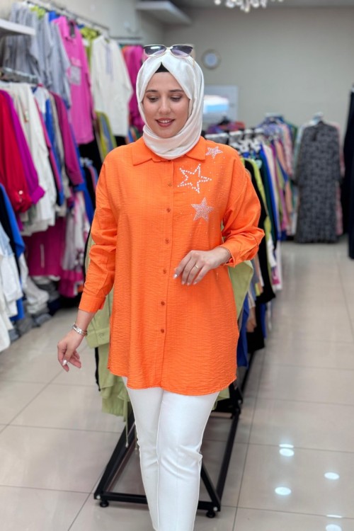 2015 YILDIZLI GÖMLEK  Turuncu