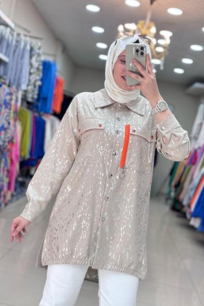 2016 TURUNCU CEP DETAYLI GÖMLEK  Bej