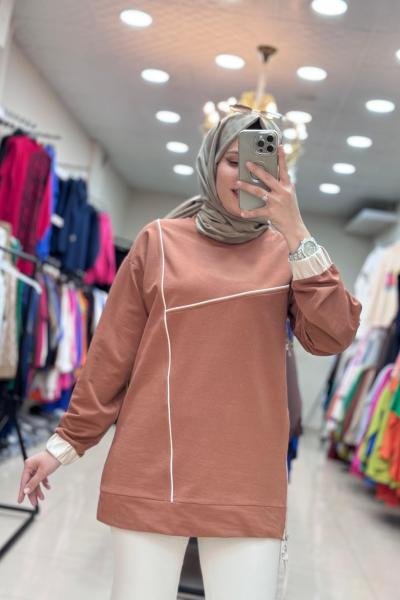 2021 YANI FERMUARLI SWEAT  Kahverengi