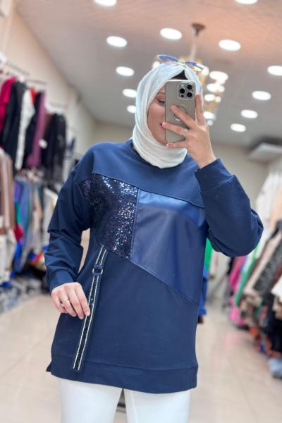 2043 PAYET VE DERİLİ TUNİK  Lacivert