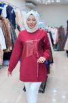 2043 PAYET VE DERİLİ TUNİK  Bordo