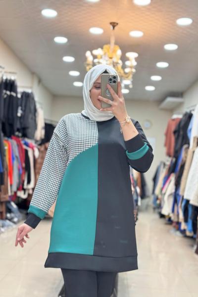 2047 NOQTA KAZ AYAKLI TUNİK Siyah