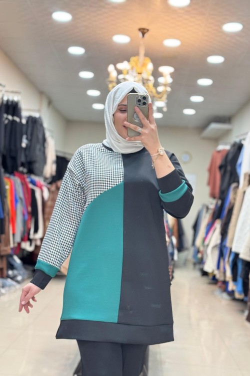 2047 NOQTA KAZ AYAKLI TUNİK Siyah