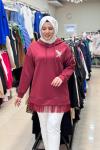 2049 UCU TÜLLÜ BEYMEN TUNİK  Bordo
