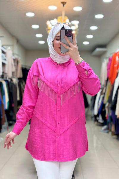 2055 ZİNCİR PÜSKÜLLÜ GÖMLEK  Pembe