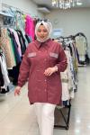 2070 COTTON CEBİ TAŞLI GÖMLEK Bordo