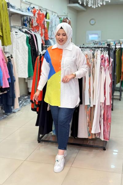 2090 TEK TARAFI RENKLİ GÖMLEK  Turuncu