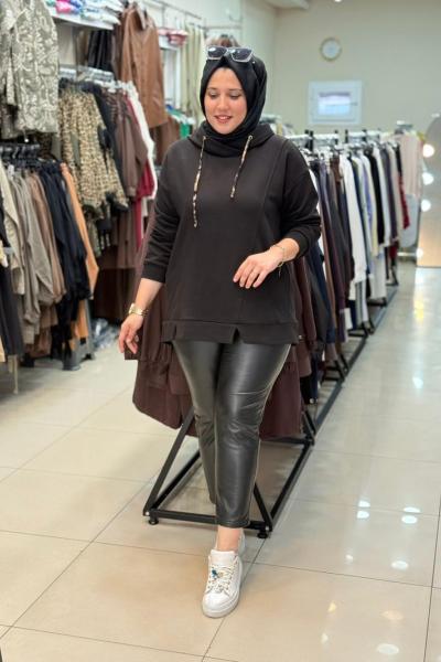 2135 LEOPAR YILDIZ SWEAT Siyah