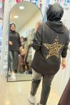 2135 LEOPAR YILDIZ SWEAT Siyah