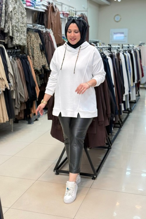 2135 LEOPAR YILDIZ SWEAT Beyaz