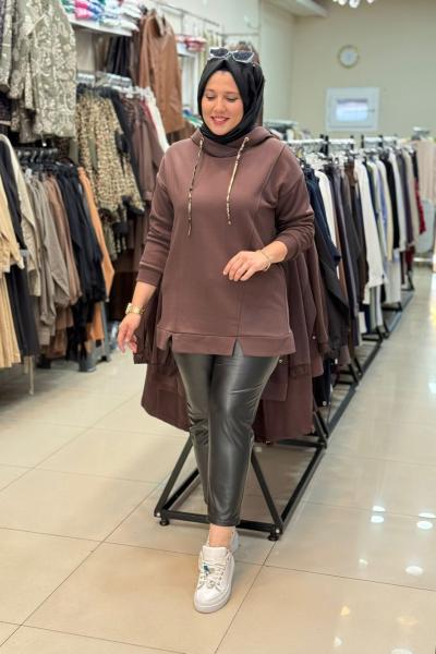 2135 LEOPAR YILDIZ SWEAT Kahverengi