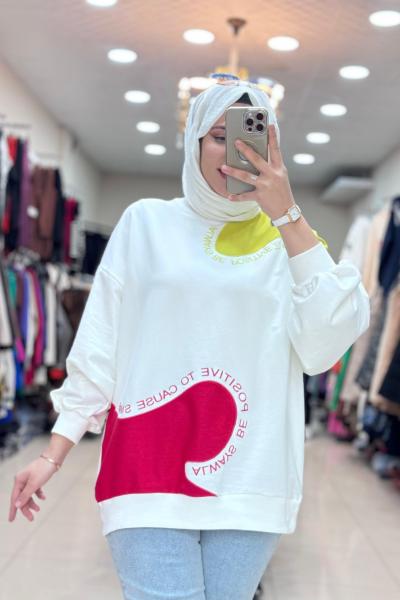 270023 LEVİDOR YAZI NAKIŞLI SWEAT Fıstık Yeşili