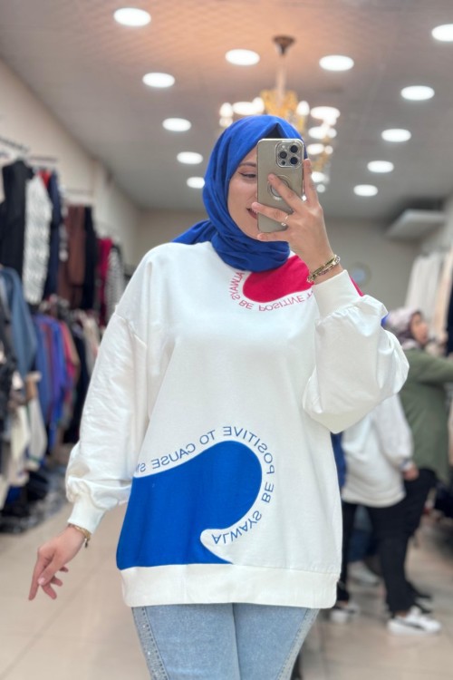 270023 LEVİDOR YAZI NAKIŞLI SWEAT Lacivert