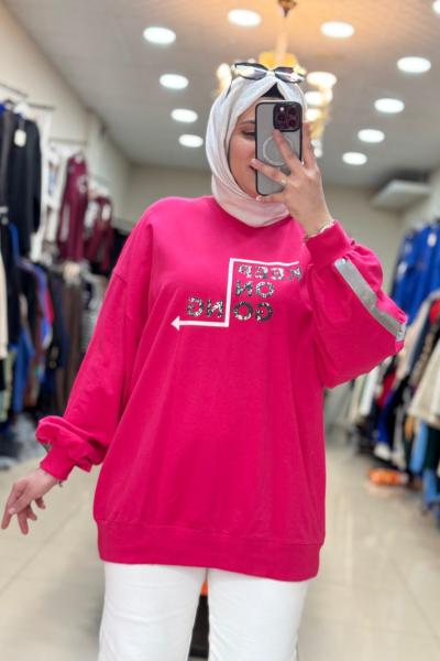270041 KEEP YAZILI  SWEAT Fuşya