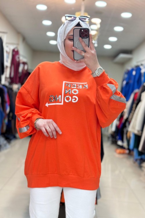 270041 KEEP YAZILI  SWEAT Turuncu