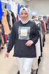 270106 DAMLA DESENLİ SWEAT Siyah