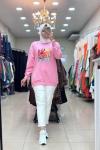 270107 LEVİDOR RENKLİ BASKILI SWEAT Pembe