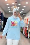 270107 LEVİDOR RENKLİ BASKILI SWEAT Bebe Mavisi