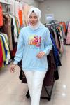 270107 LEVİDOR RENKLİ BASKILI SWEAT Bebe Mavisi