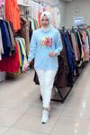270107 LEVİDOR RENKLİ BASKILI SWEAT Bebe Mavisi