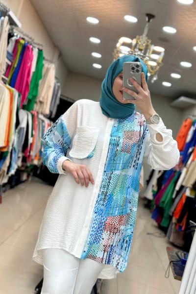 2752 Kol Ve Yanı Detaylı Gömlek Beyaz Beyaz