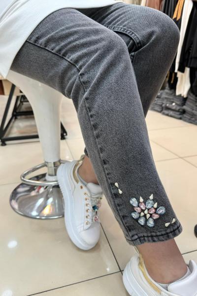 2811 Puane Pembe Taşlı Pantolon Füme