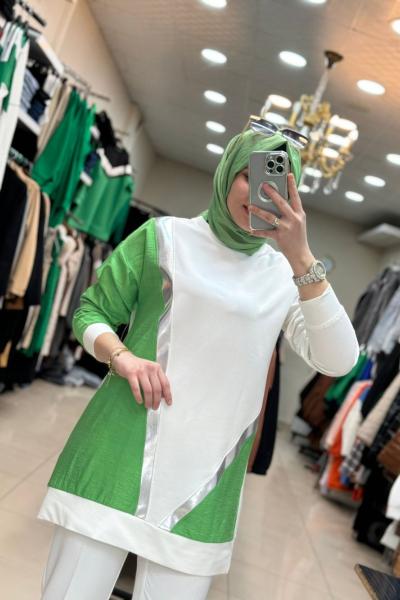 2901 Keten Detaylı Tunik Ekru  Ekru