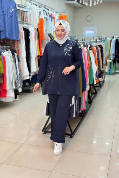 2935 PUL DETAYLI FERMUARLI TAKIM Lacivert