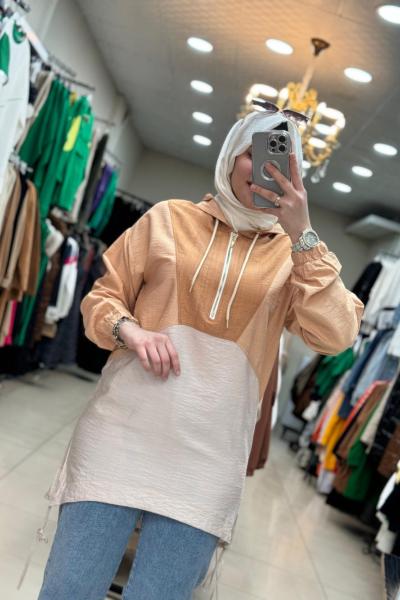 2936 Kapşonlu Camel Sweat Camel