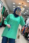 2939 Fileli Tunik Yeşil Benetton Yeşil