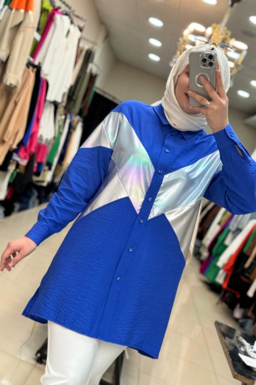 2946 Şeritli Gömlek  Mavi Mavi