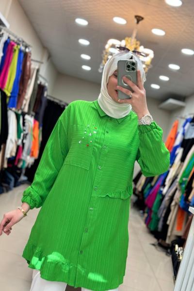 2949 Bürümcük Tunik Yeşil Benetton Yeşil