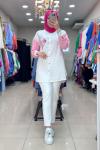 2950 ÖNÜ KELEBEK DESENLİ TUNİK Pembe
