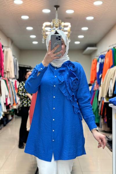2972 Güllü Tunik Mavi Mavi