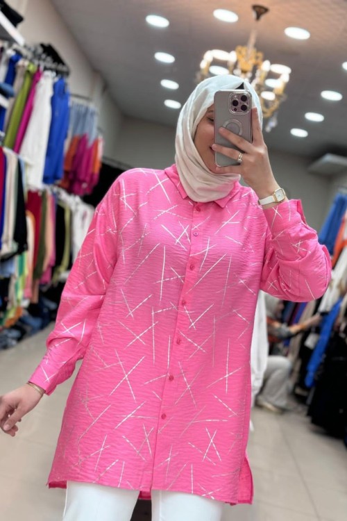2973 ÇİZGİ DESENLİ TUNİK Pembe