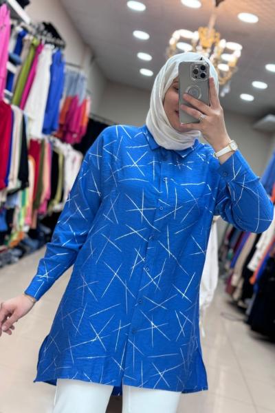 2973 ÇİZGİ DESENLİ TUNİK Mavi