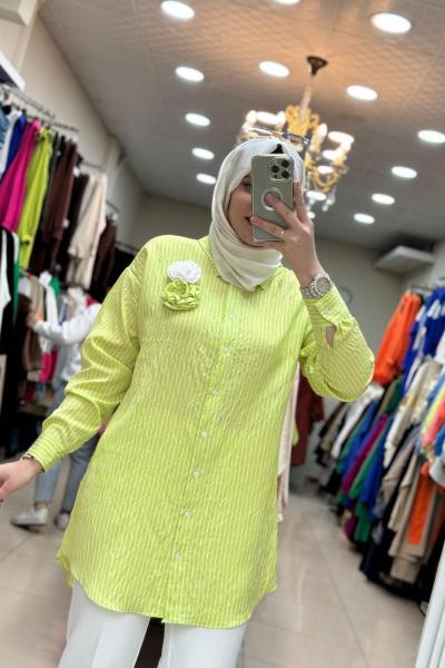 2975 Çicekli Rozetli Limon Sarısı Sarı