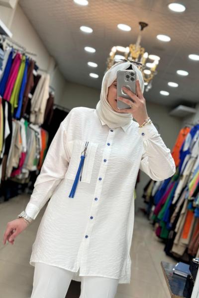 2976 Cebi İpli Gömlek Beyaz