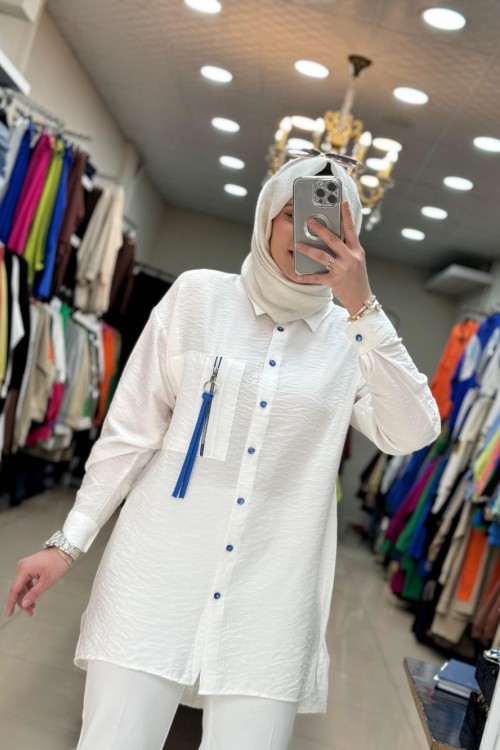 2976 Cebi İpli Gömlek Beyaz