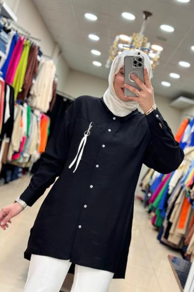 2976 Cebi İpli Gömlek Siyah Siyah
