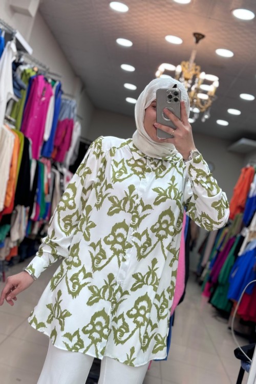 2983 Saten Yeşil Gömlek  Yeşil