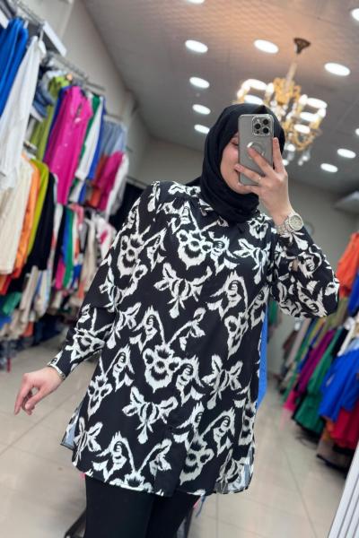 2983 Saten Siyah Gömlek Siyah