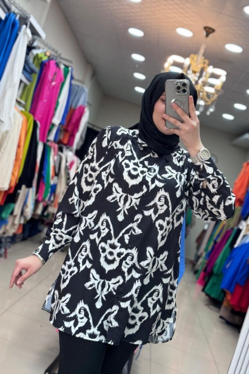 2983 Saten Siyah Gömlek Siyah