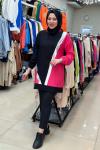 2984 Keten Tunik Pembe-Siyah Pembe