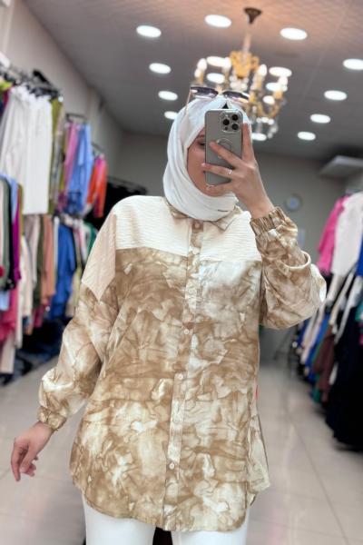 2996 BATIK DESENLİ TUNİK Taş Rengi
