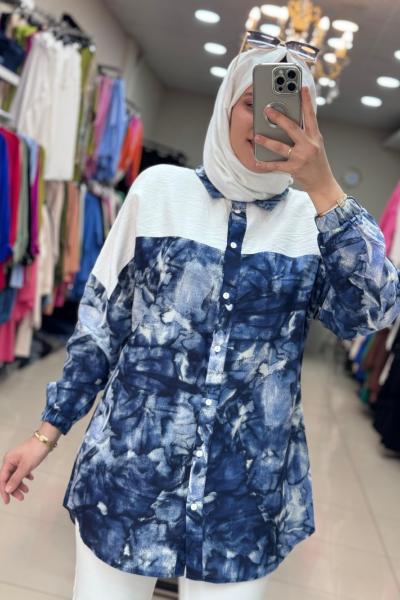 2996 BATIK DESENLİ TUNİK Lacivert