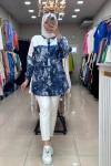 2996 BATIK DESENLİ TUNİK Lacivert