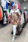 2996 BATIK DESENLİ TUNİK Kahverengi