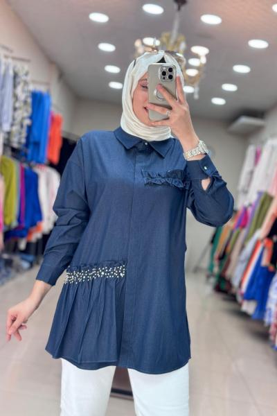 2998 ESİO KOT GÖMLEK  KOT MAVİ