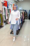 3054 KURDELE DETAYLI SWEATSHIRT Ekru